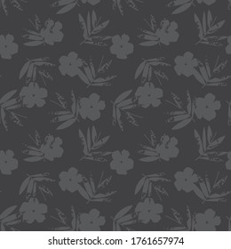Grey Tropical Leaf botanical seamless pattern background suitable for fashion prints, graphics, backgrounds and crafts