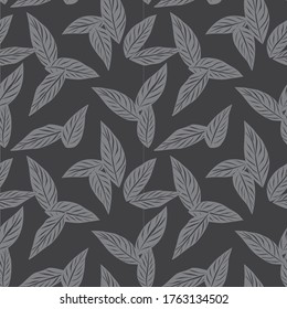 Grauer tropischer Leaf-botanischer, nahtloser Musterhintergrund, geeignet für Modedrucke, Grafiken, Hintergründe und Kunsthandwerk