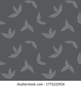 Grey Tropical Leaf botanical seamless pattern background suitable for fashion prints, graphics, backgrounds and crafts