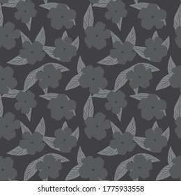 Grey Tropical Leaf botanical seamless pattern background suitable for fashion prints, graphics, backgrounds and crafts