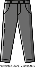 Grey trousers illustration, flat vector clothing icon