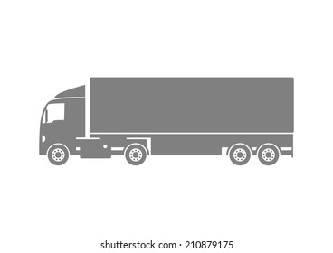 Grey truck icon on white background