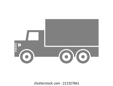 Grey truck icon on white background