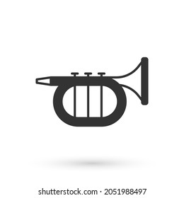 Grey Trumpet icon isolated on white background. Musical instrument.  Vector