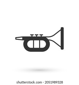 Grey Trumpet icon isolated on white background. Musical instrument.  Vector