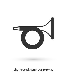 Grey Trumpet icon isolated on white background. Musical instrument.  Vector