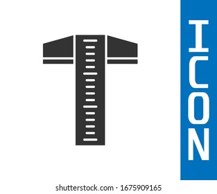 Grey T-square line for professional drafting icon isolated on white background.  Vector Illustration
