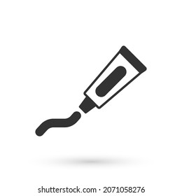 Grey Tube of toothpaste icon isolated on white background.  Vector