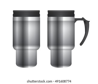Grey tumbler thermos-cup vector for branding item