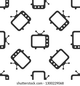 Grey Tv icon isolated seamless pattern on white background. Television sign. Vector Illustration
