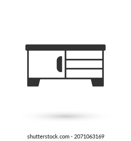 Grey TV table stand icon isolated on white background.  Vector