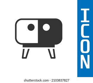Icono de soporte de mesa de TV gris aislado en fondo blanco.  Vector
