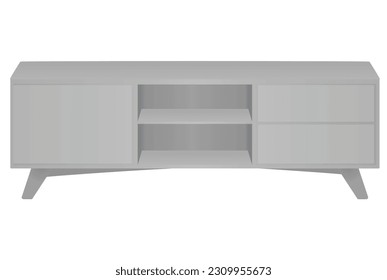 Grey TV table. vector illustration