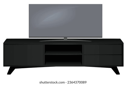 Grey  TV table. vector illustration