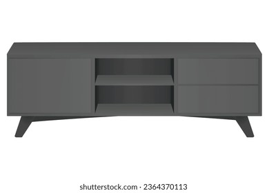 Grey  TV table. vector illustration