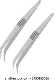 Grey tweezers, illustration, vector on white background.