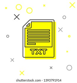 Grey TXT file document icon. Download txt button line icon isolated on white background. Text file extension symbol. Vector Illustration