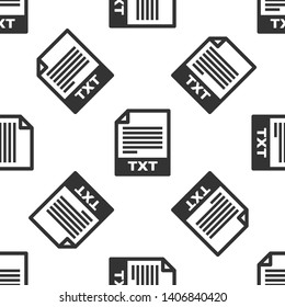Grey TXT file document icon. Download txt button icon isolated seamless pattern on white background. Text file extension symbol. Vector Illustration