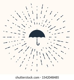 Grey Umbrella icon isolated on beige background. Abstract circle random dots. Vector Illustration