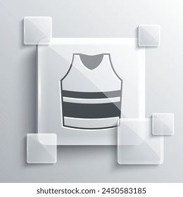 Grey Undershirt icon isolated on grey background. Square glass panels. Vector