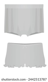 Grey underwear. front and back side. vector illustration