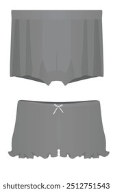Grey underwear. front and back side. vector illustration
