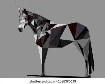 Grey Unicorn Abstraction. Polygonal. Vector