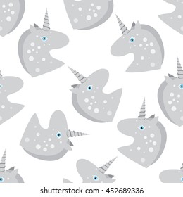 grey unicorn head face with blue eyes pattern