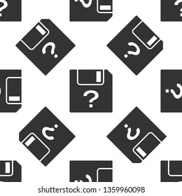 Grey Unknown document icon isolated seamless pattern on white background. File with Question mark. Hold report, service and global search sign. Vector Illustration