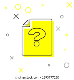 Grey Unknown document line icon isolated on white background. File with Question mark. Hold report, service and global search sign. Vector Illustration