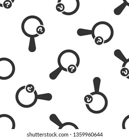 Grey Unknown search icon isolated seamless pattern on white background. Magnifying glass and question mark. Vector Illustration