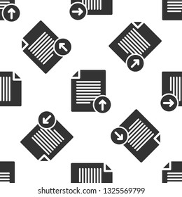 Grey Upload file icon isolated seamless pattern on white background. File document symbol. Document arrow. Vector Illustration