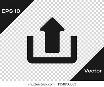 Grey Upload icon isolated on transparent background. Up arrow. Vector Illustration