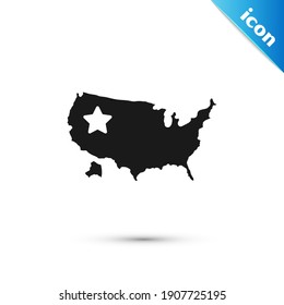 Grey USA map icon isolated on white background. Map of the United States of America.  Vector