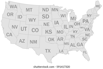 grey USA states flat vector 