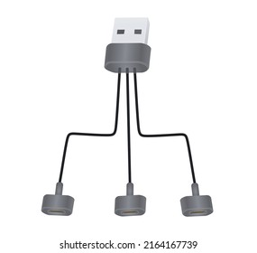 Grey USB adapter. vector illustration