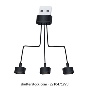 Grey USB adapter. vector illustration