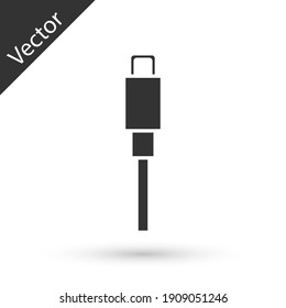 Grey USB cable cord icon isolated on white background. Connectors and sockets for PC and mobile devices. Vector.