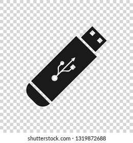 Grey USB flash drive icon isolated on transparent background. Vector Illustration