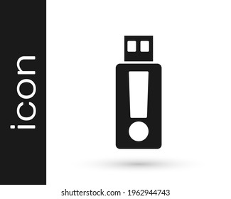 Grey USB flash drive icon isolated on white background.  Vector