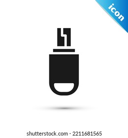 Grey USB flash drive icon isolated on white background.  Vector Illustration