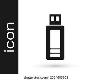 Icono de la unidad flash USB gris aislado en fondo blanco.  Vector