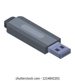 Grey usb flash icon. Isometric of grey usb flash vector icon for web design isolated on white background