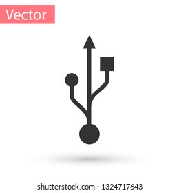 Grey USB symbol icon isolated on white background. Vector Illustration