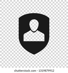 Grey User protection icon isolated on transparent background. Secure user login, password protected, personal data protection, authentication icon. Vector Illustration