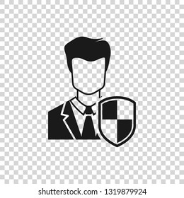 Grey User protection icon isolated on transparent background. Secure user login, password protected, personal data protection, authentication icon. Vector Illustration