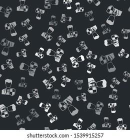 Grey User protection icon isolated seamless pattern on black background. Secure user login, password protected, personal data protection, authentication icon.  Vector Illustration