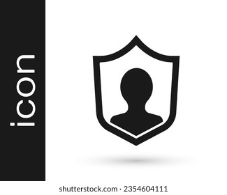 Icono de protección de usuario gris aislado en fondo blanco. Acceso seguro al usuario, protección de contraseña, protección de datos personales, autenticación.  Vector