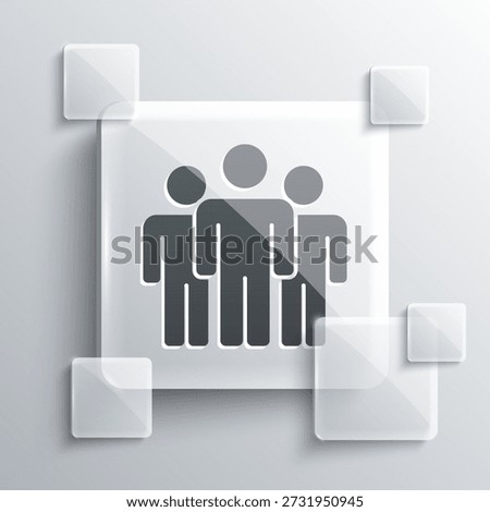Grey Users group icon isolated on grey background. Group of people icon. Business avatar symbol - users profile icon. Square glass panels. Vector