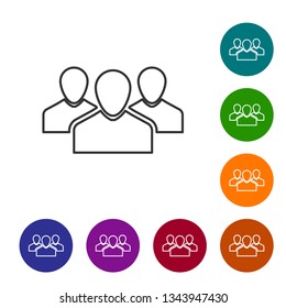 Grey Users group line icon isolated on white background. Group of people icon. Business avatar symbol - users profile icon. Vector Illustration